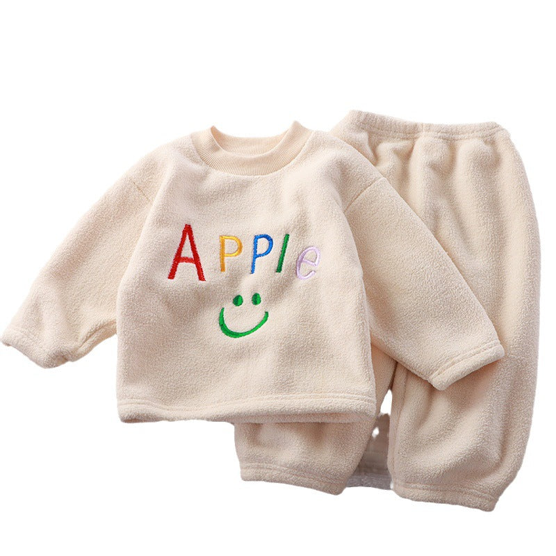 New autumn and winter velvet thickened children's pajamas set