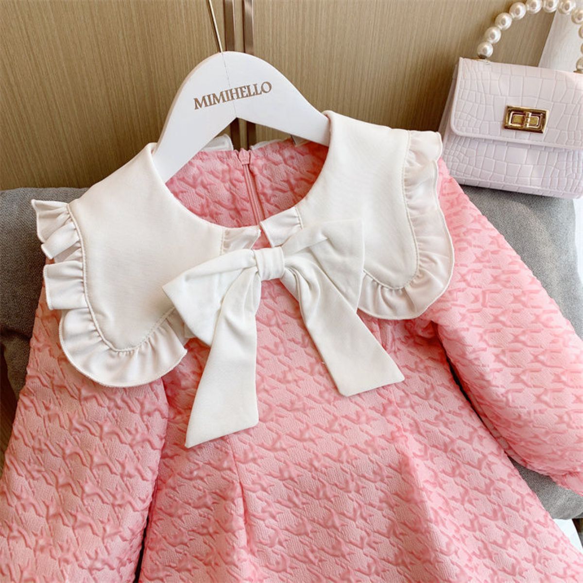 Girls dresses new spring and autumn children's sweet bow princess dresses for middle and large children long-sleeved skirts children's clothing