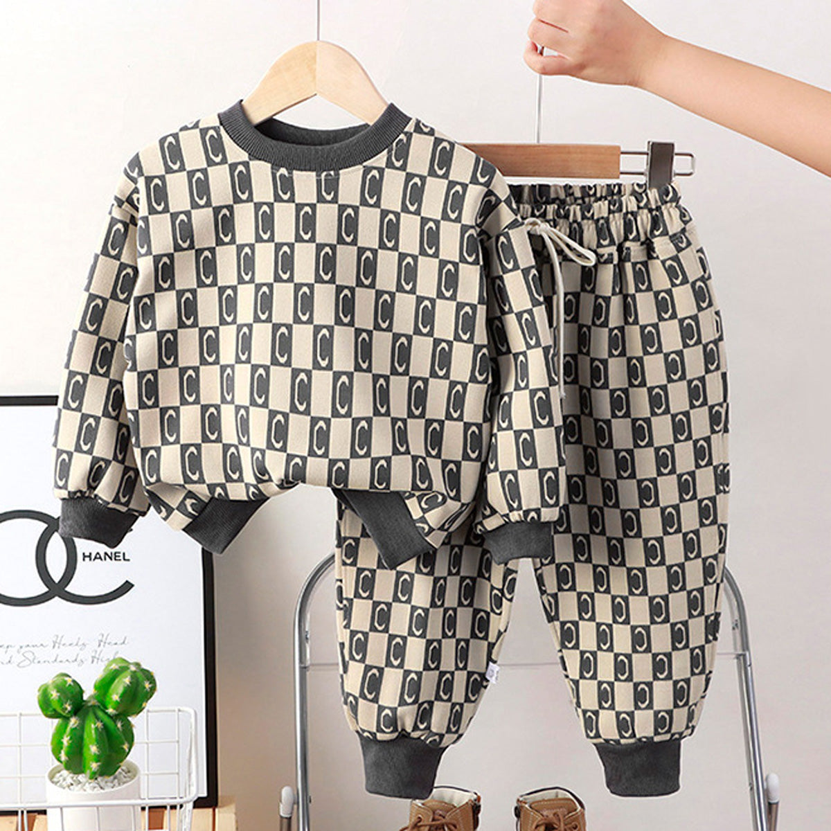 2-Piece Toddler Girl Autumn Casual Letter Print Contrast Color Stitching Long Sleeves Tops & Pants