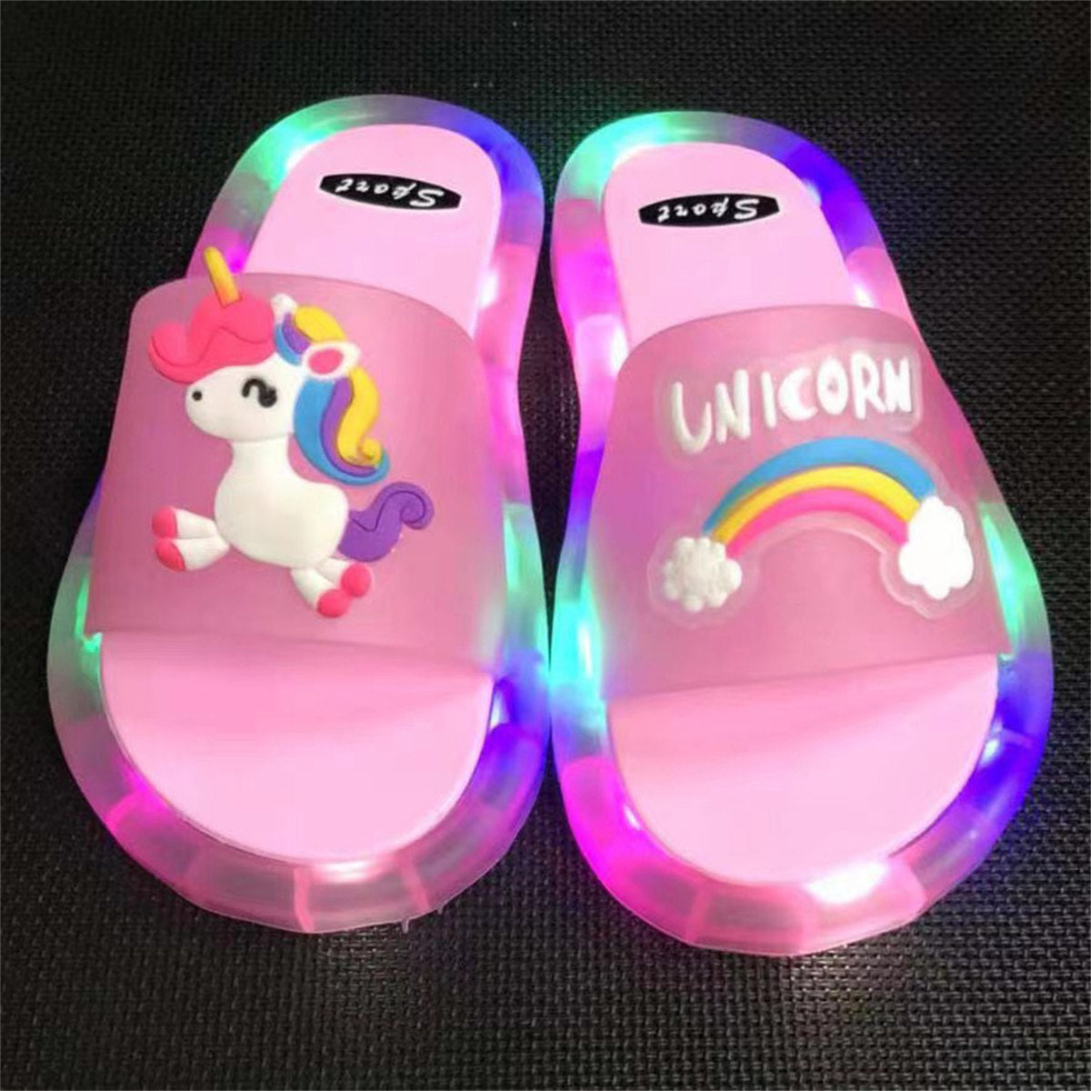 Toddler Boys' Glowing Unicorn Pattern Flip Flops