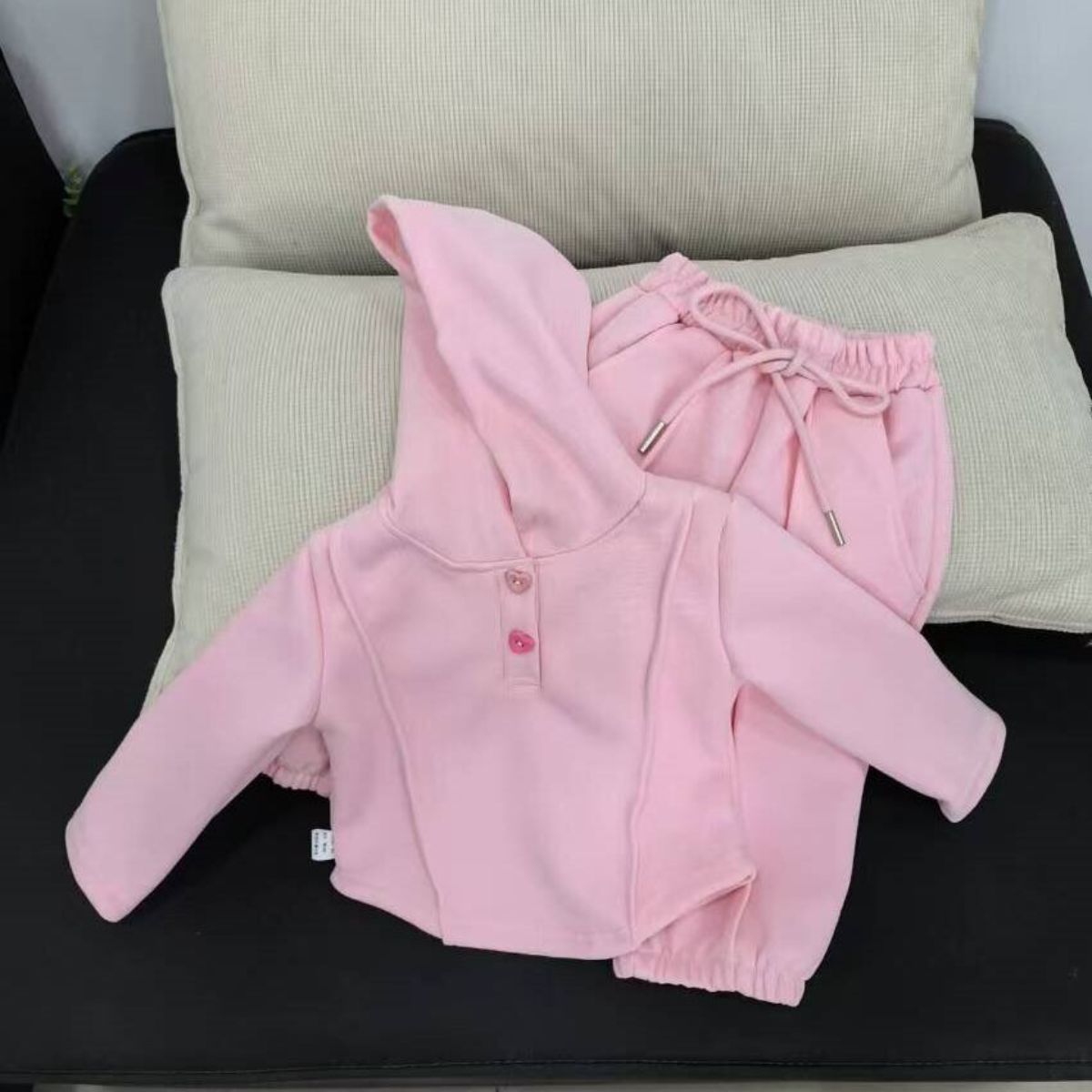 New style girls spring and autumn hooded sweater suit children's two-piece suit casual fashion all-match suit