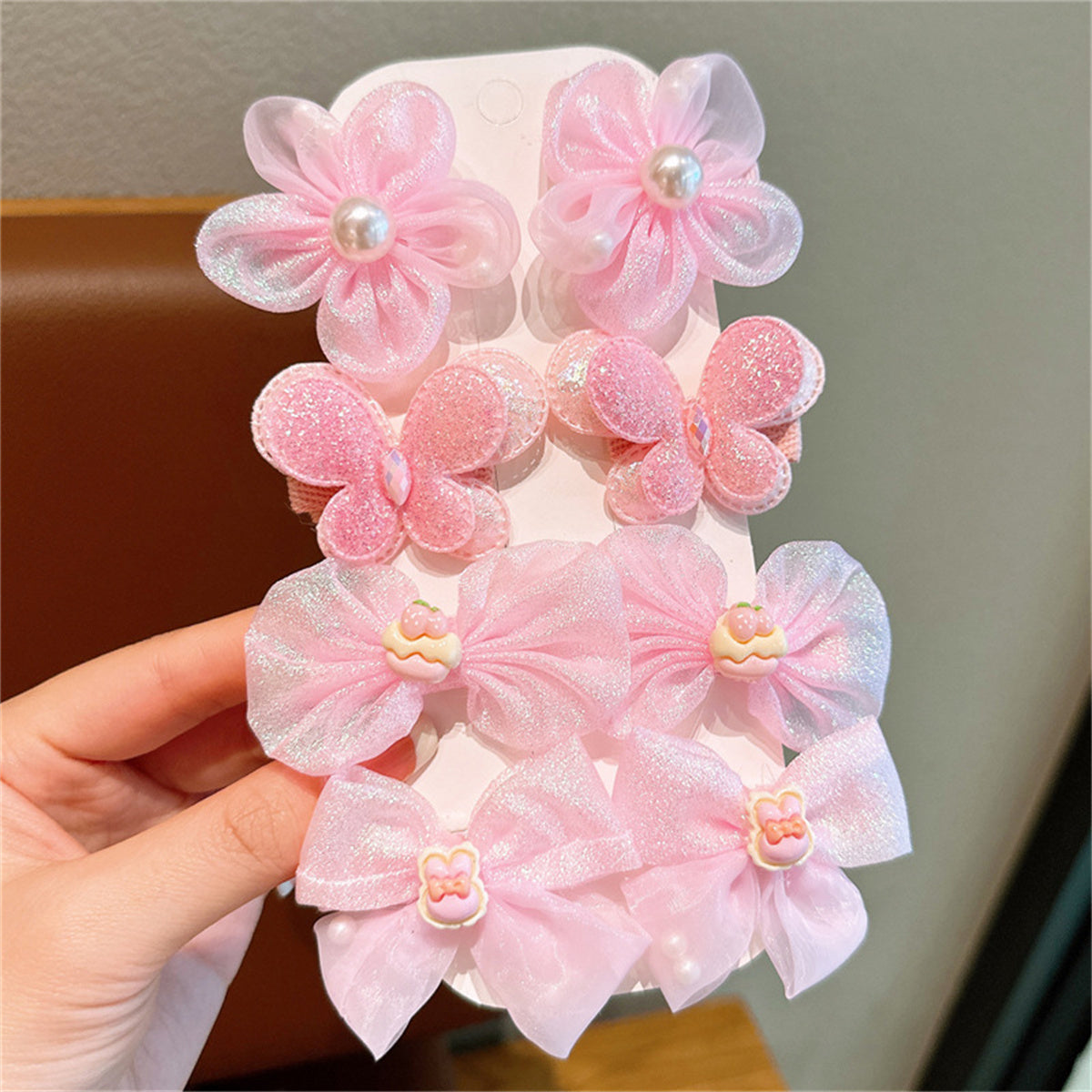 Children's bow hairpin princess super fairy yarn flower bangs clip does not hurt the hairpin