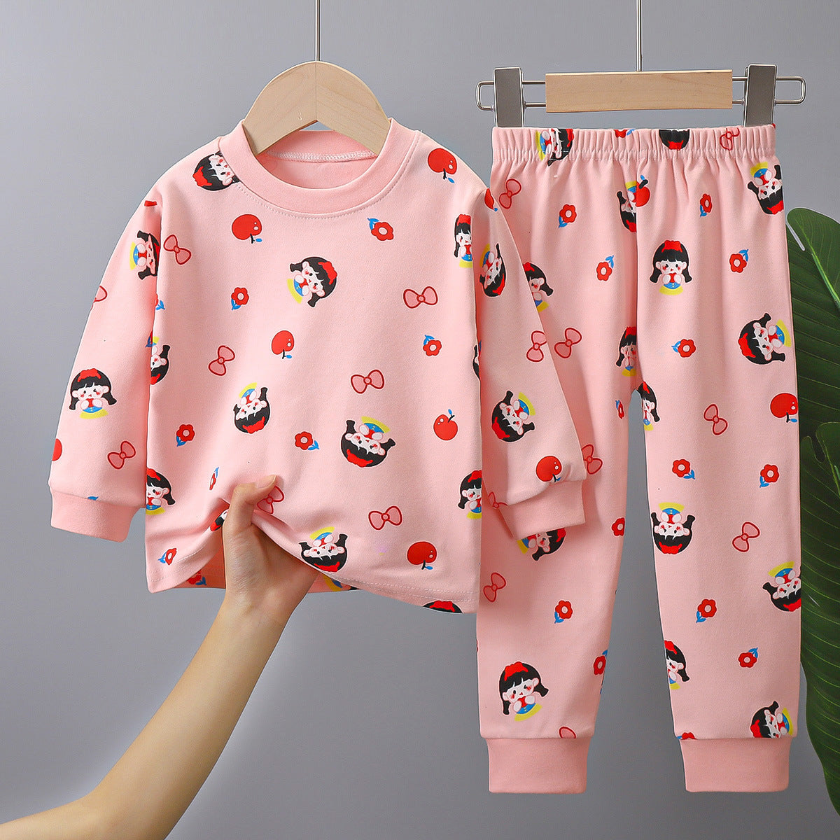 Baby Girls Cotton Cute Bunny Pattern Home Clothes Set