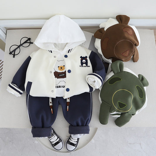 Children's clothing boys sweatshirt spring and autumn suit new children's casual style baseball uniform three-piece suit clothes for boys