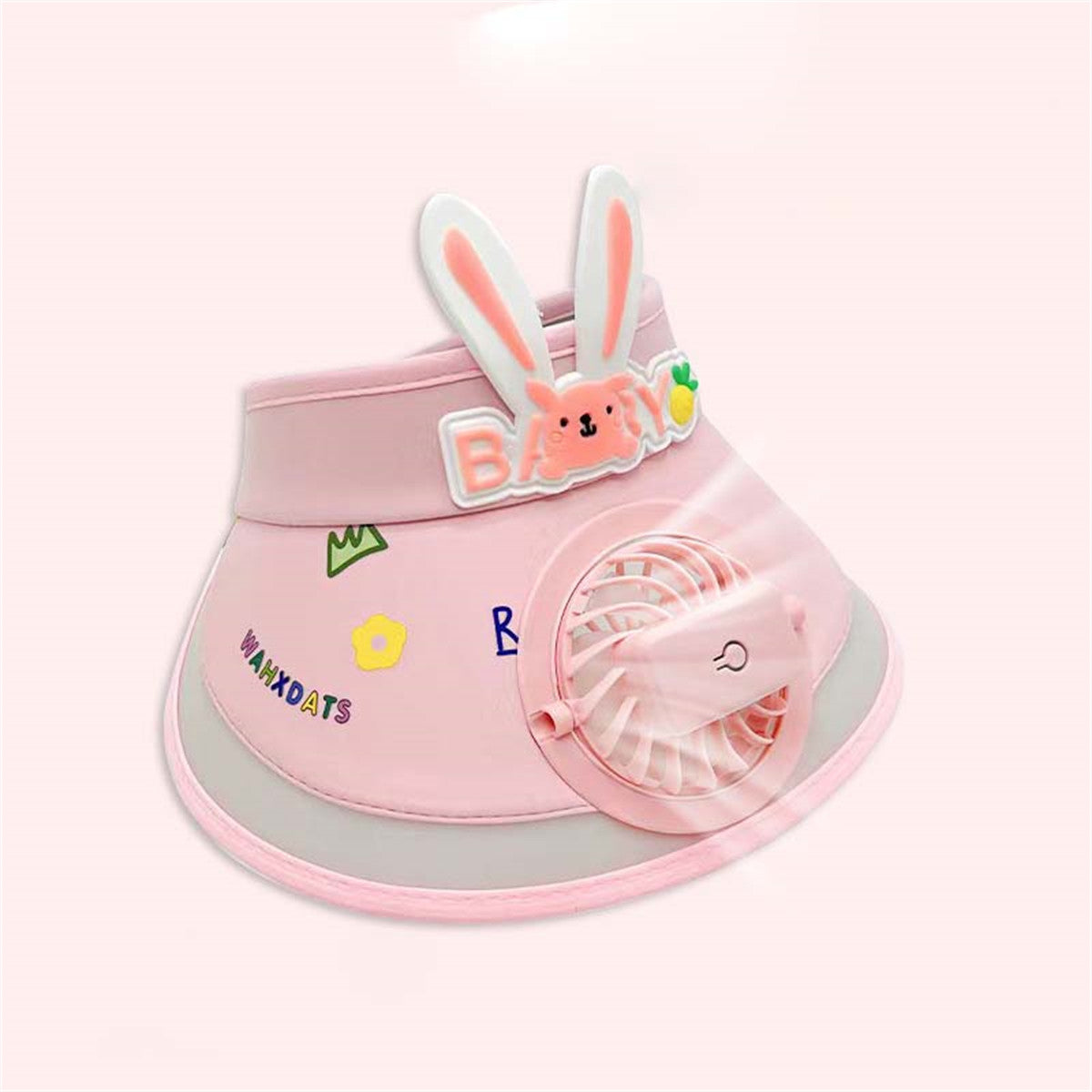 Children's casual cute style bucket hat with rechargeable fan