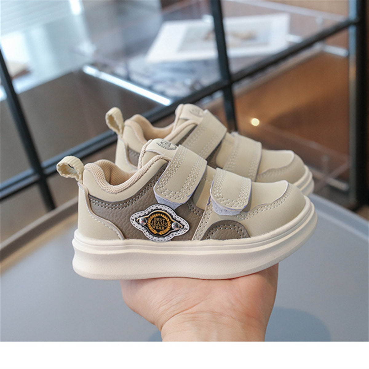 Cool and simple style for little boys, color matching, Velcro, lightweight, soft-soled low-top sneakers