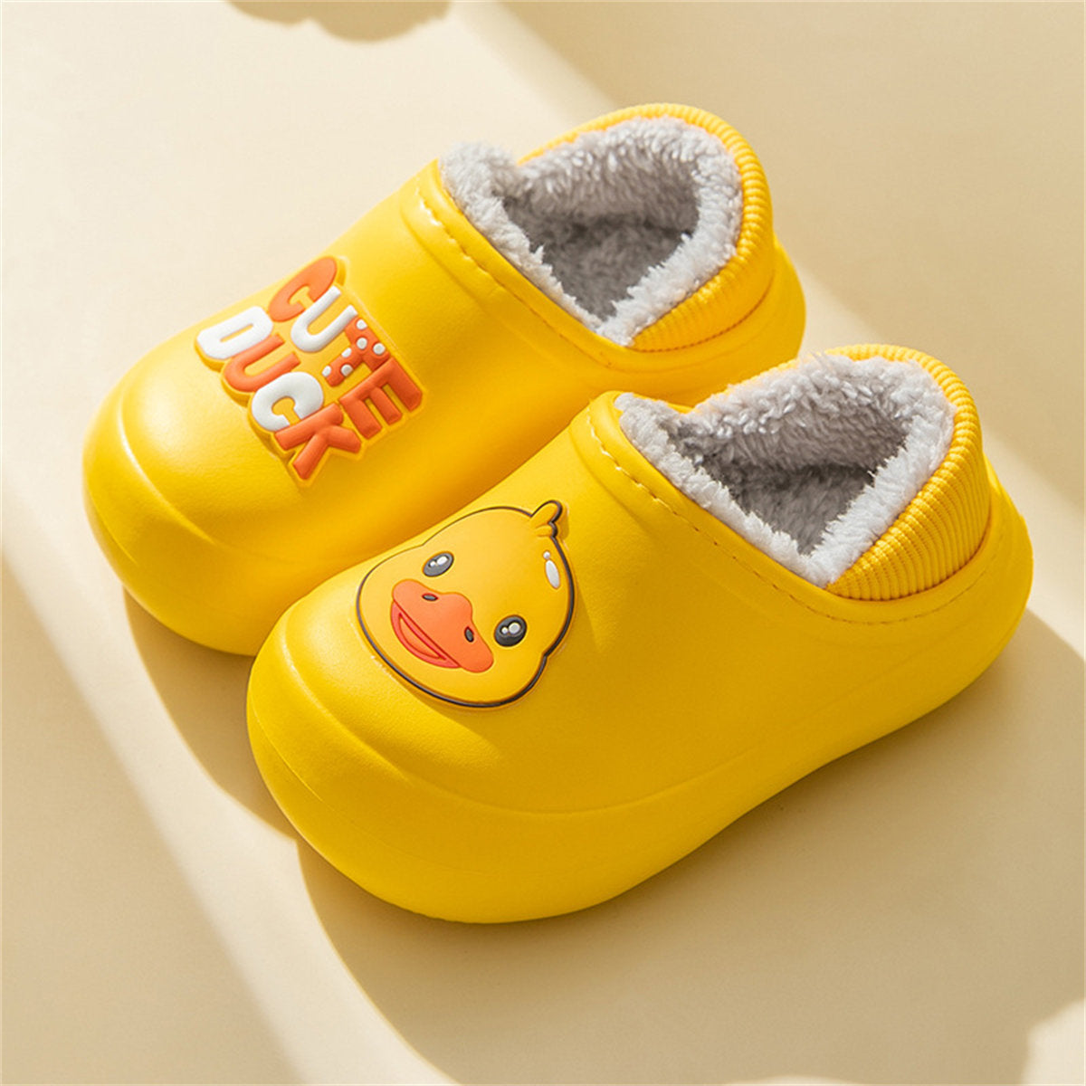 Children's boys and girls autumn and winter cute patterns indoor non-slip home waterproof plus velvet cotton slippers