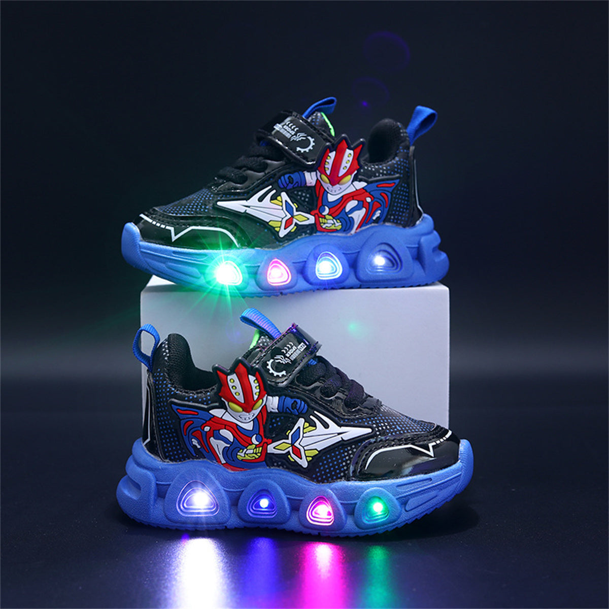 Children's leather Spider-Man LED light-up sneakers