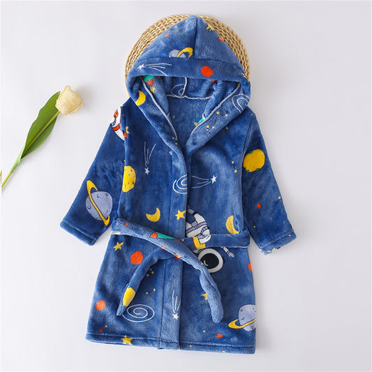 New style children's flannel home clothes boys' pajamas and bathrobes