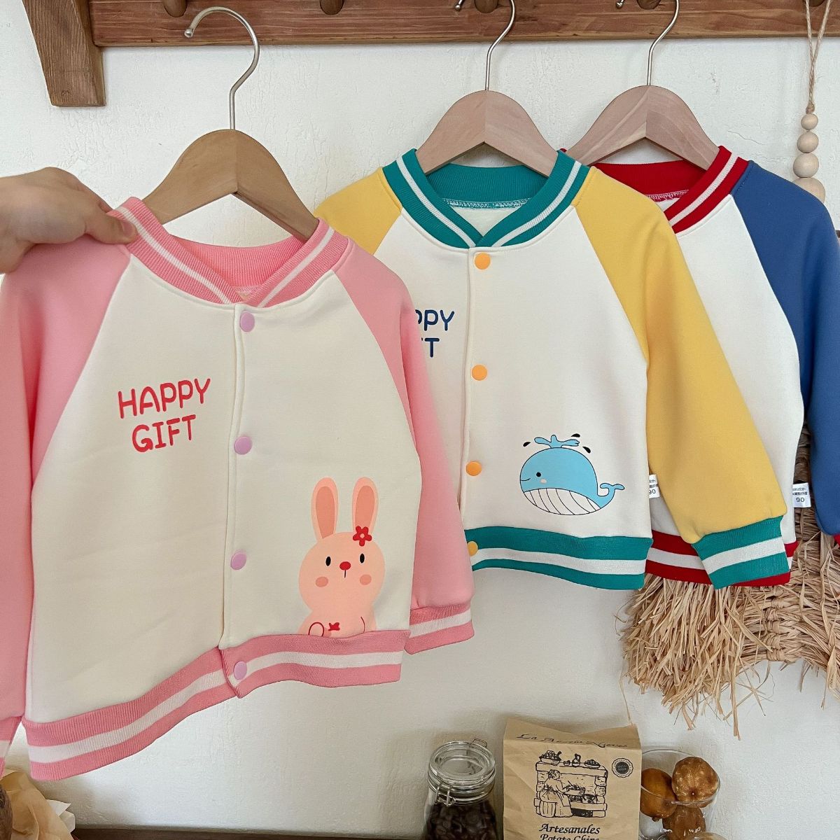 Children's baseball jackets boys and girls warm jackets autumn and winter new baby tops