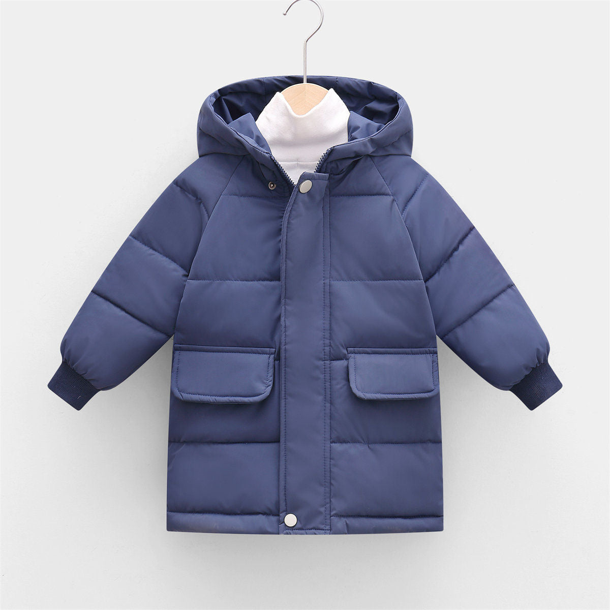 Winter solid color simple style short cotton coat for boys and girls