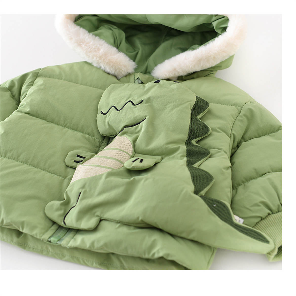 Baby winter cotton jacket with cartoon dinosaur