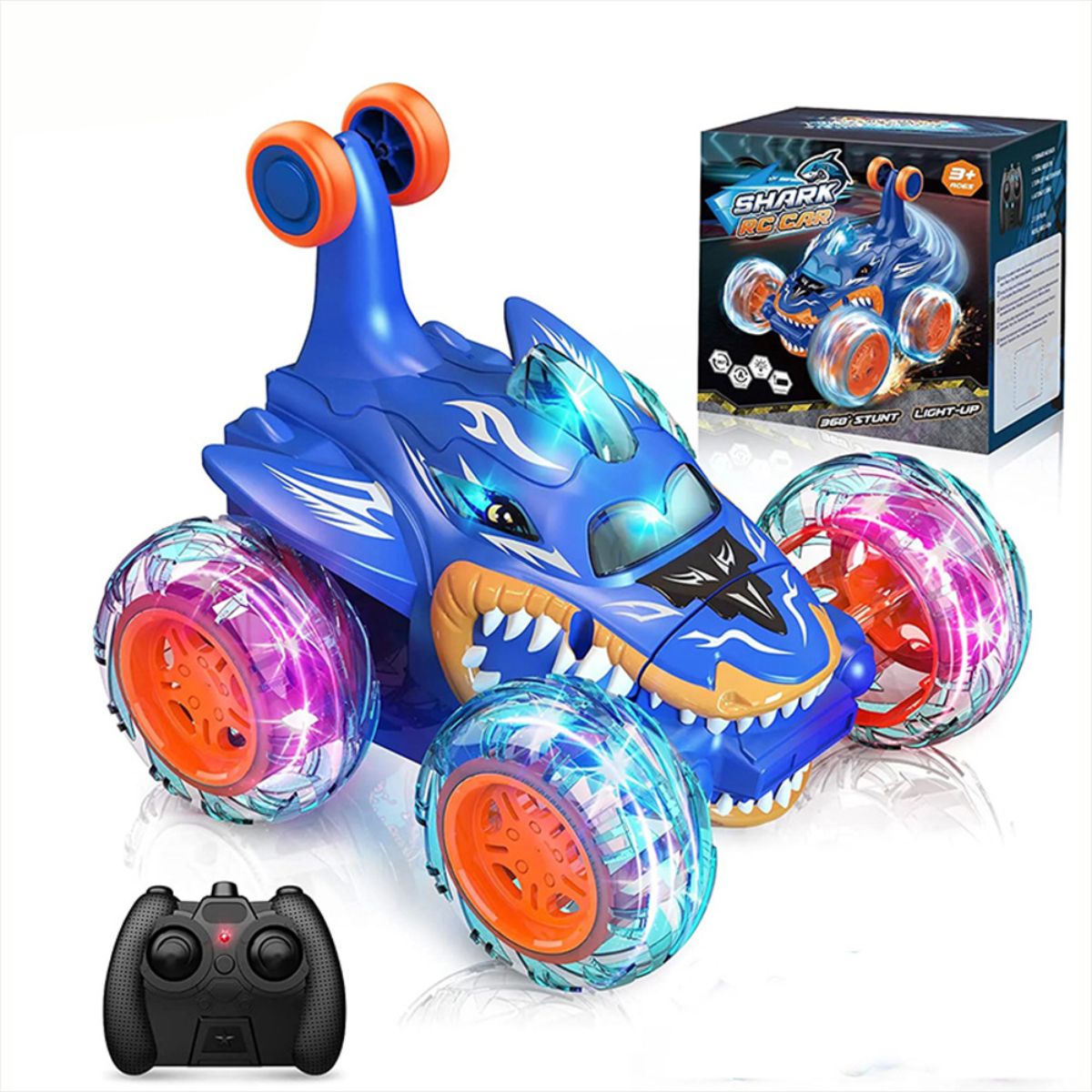 Children's remote control car 360 degree rotation stunt light remote control dump truck toy