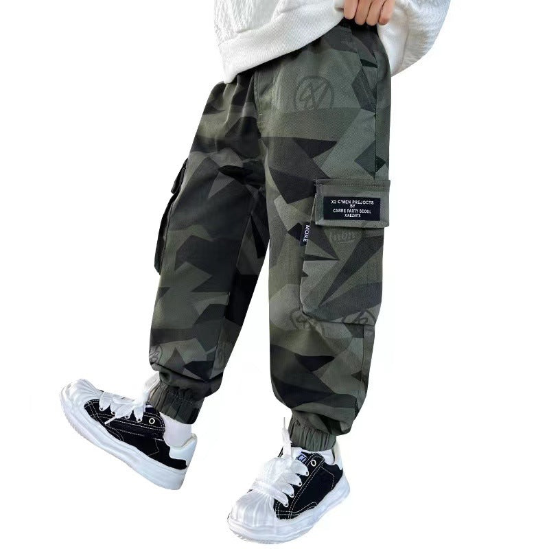 New camouflage overalls casual sports trousers for middle and large children