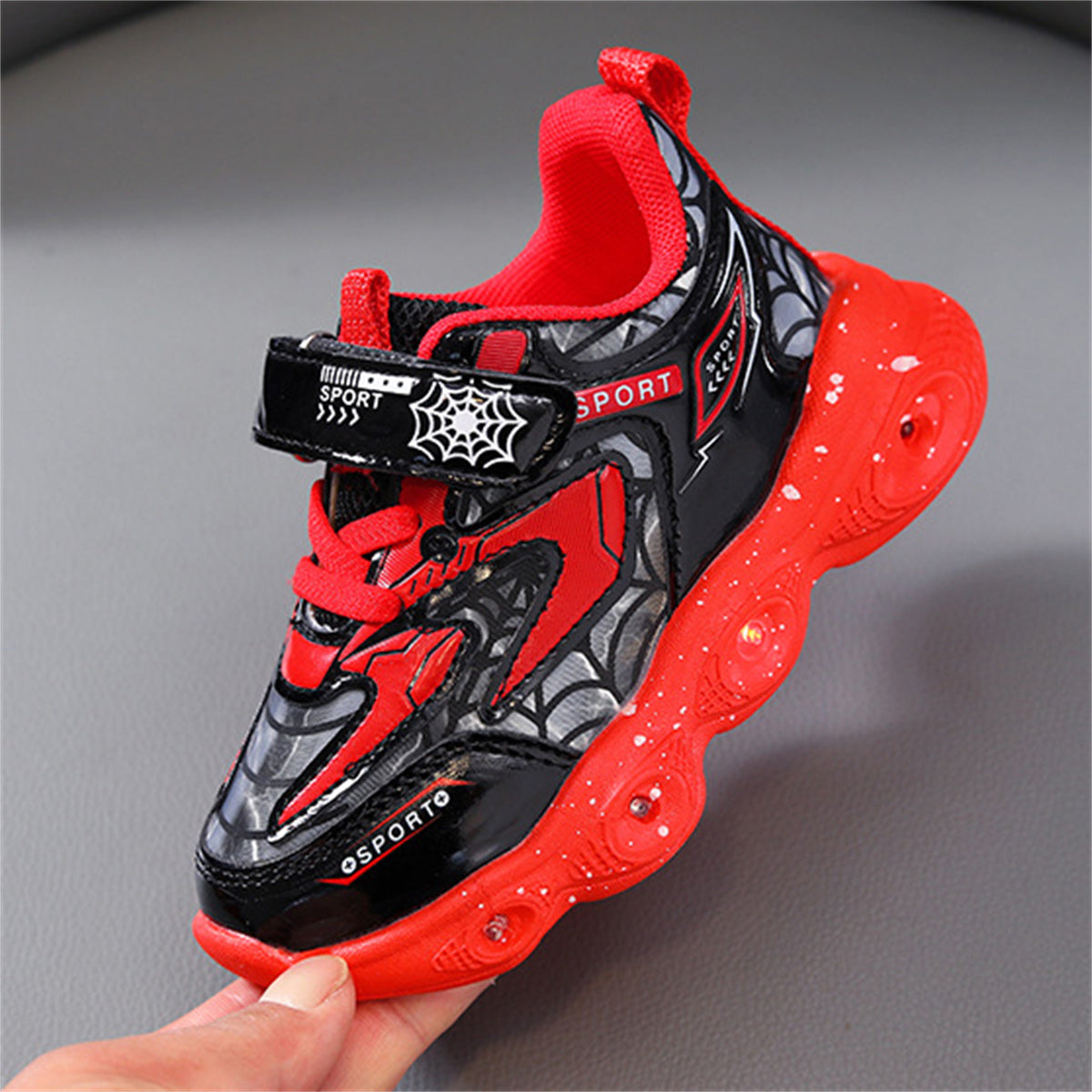 Children's LED spider web luminous sports shoes