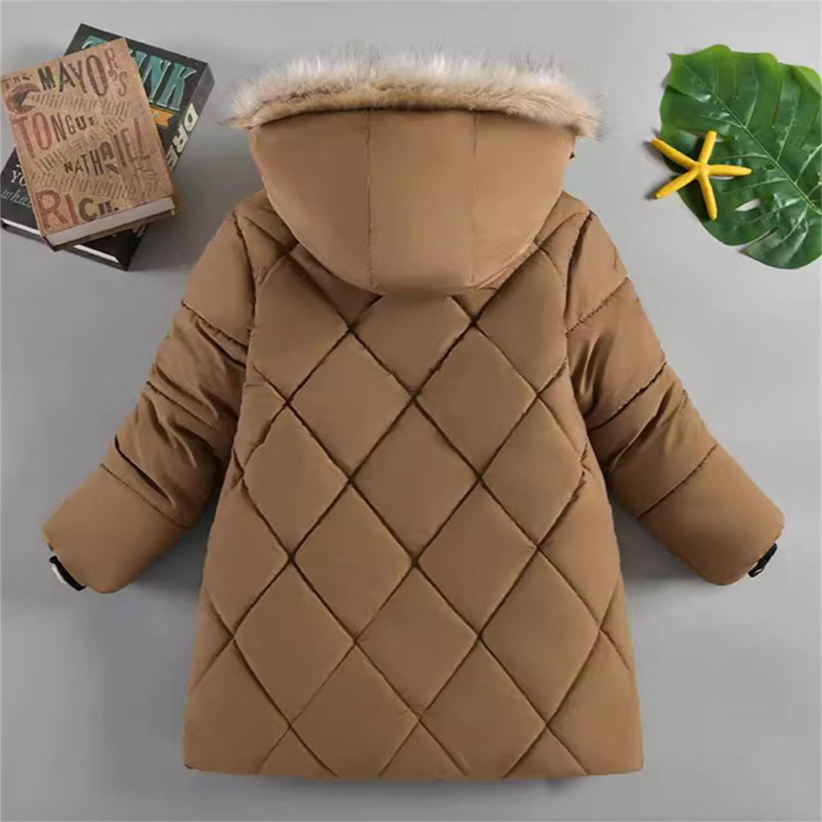 Winter thickened warm simple solid color short cotton coat for middle and large boys