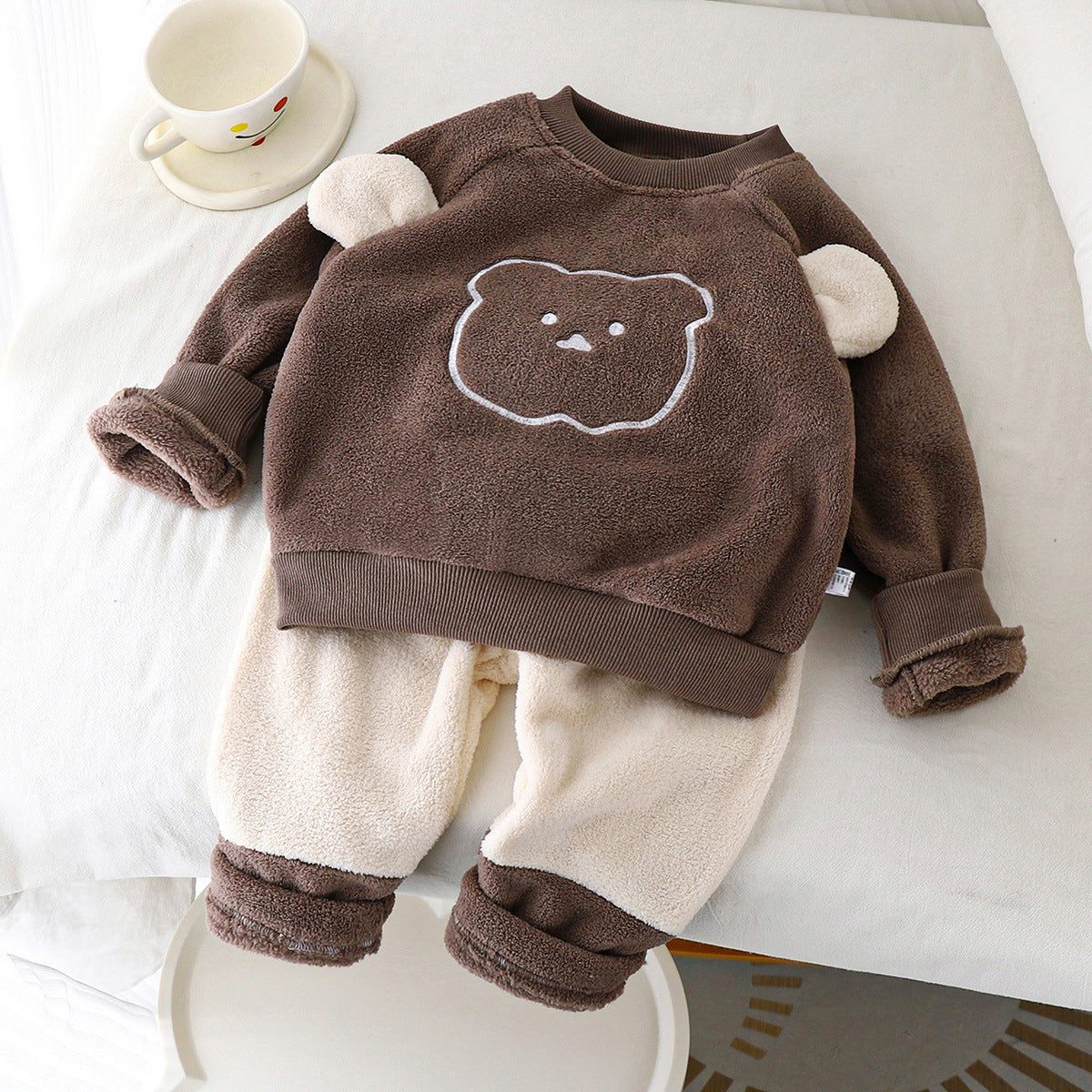 Children's velvet suit thick baby warm pajamas