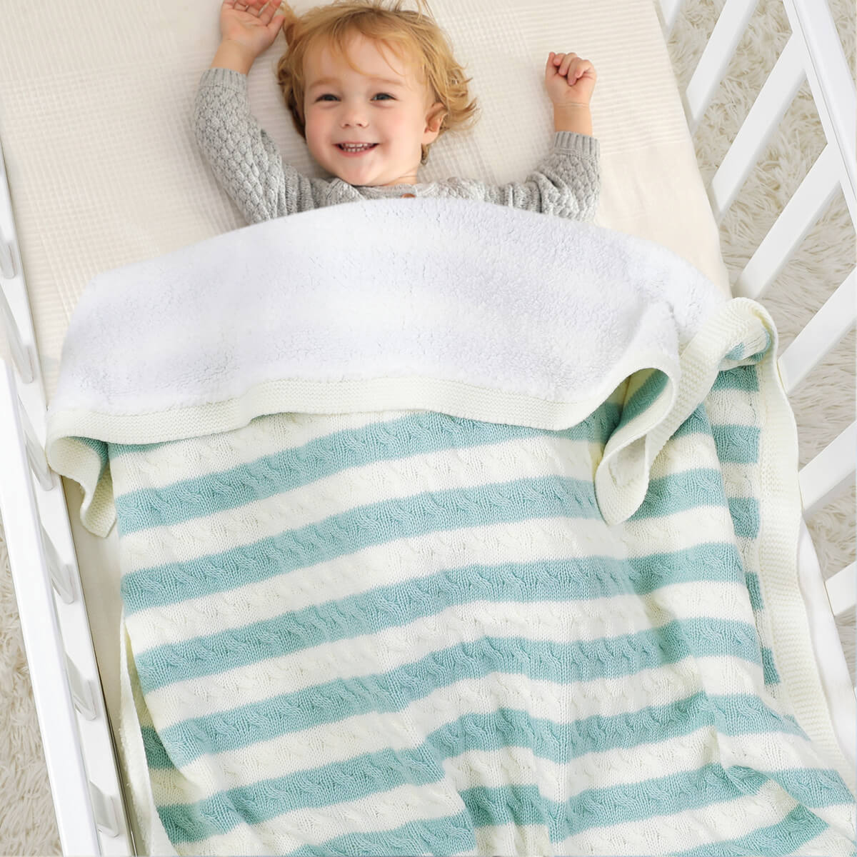 Baby striped velvet throw baby blanket