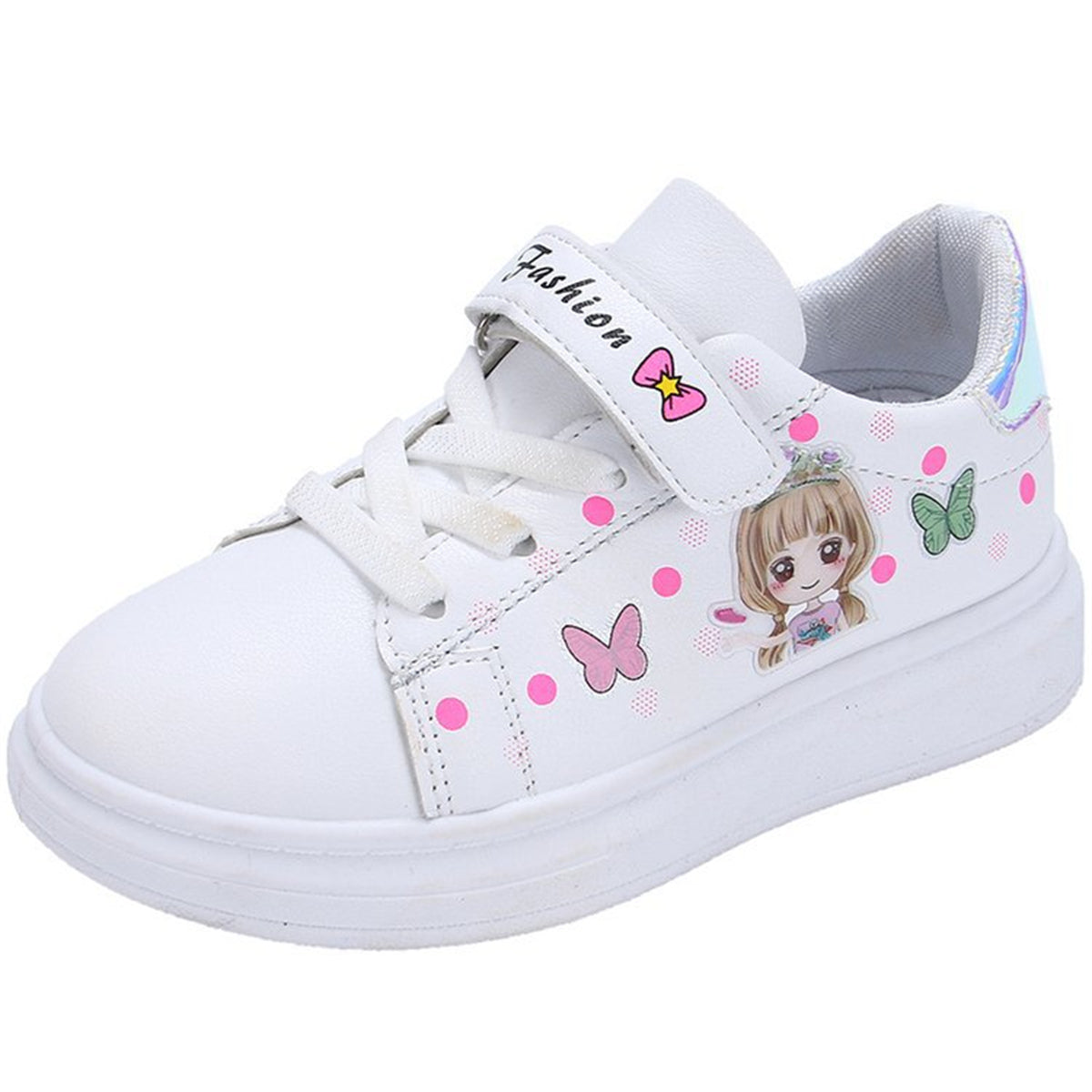 Cute cartoon pattern shiny low-top sneakers for baby girls