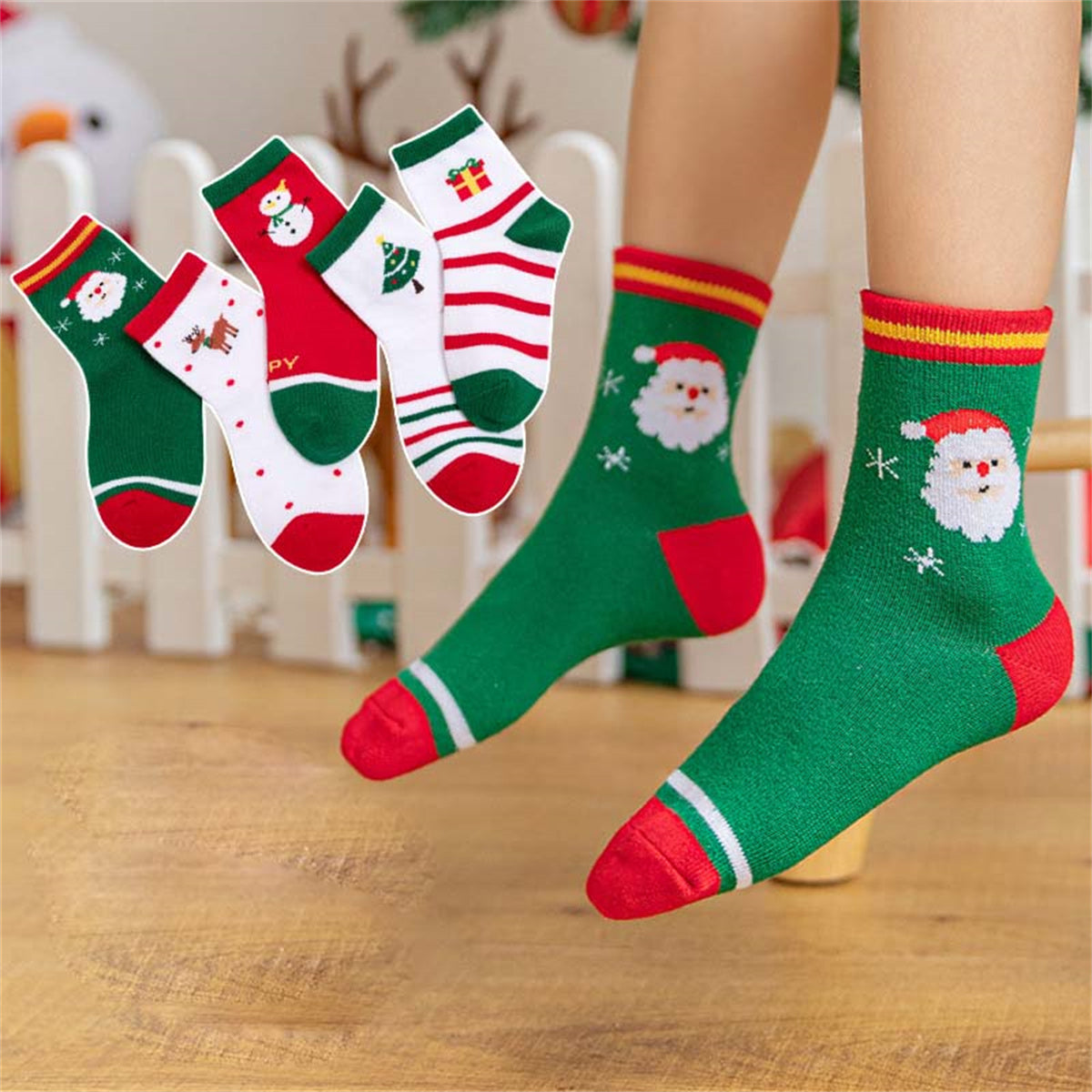 Children's boys and girls Christmas cute funny cotton breathable socks set