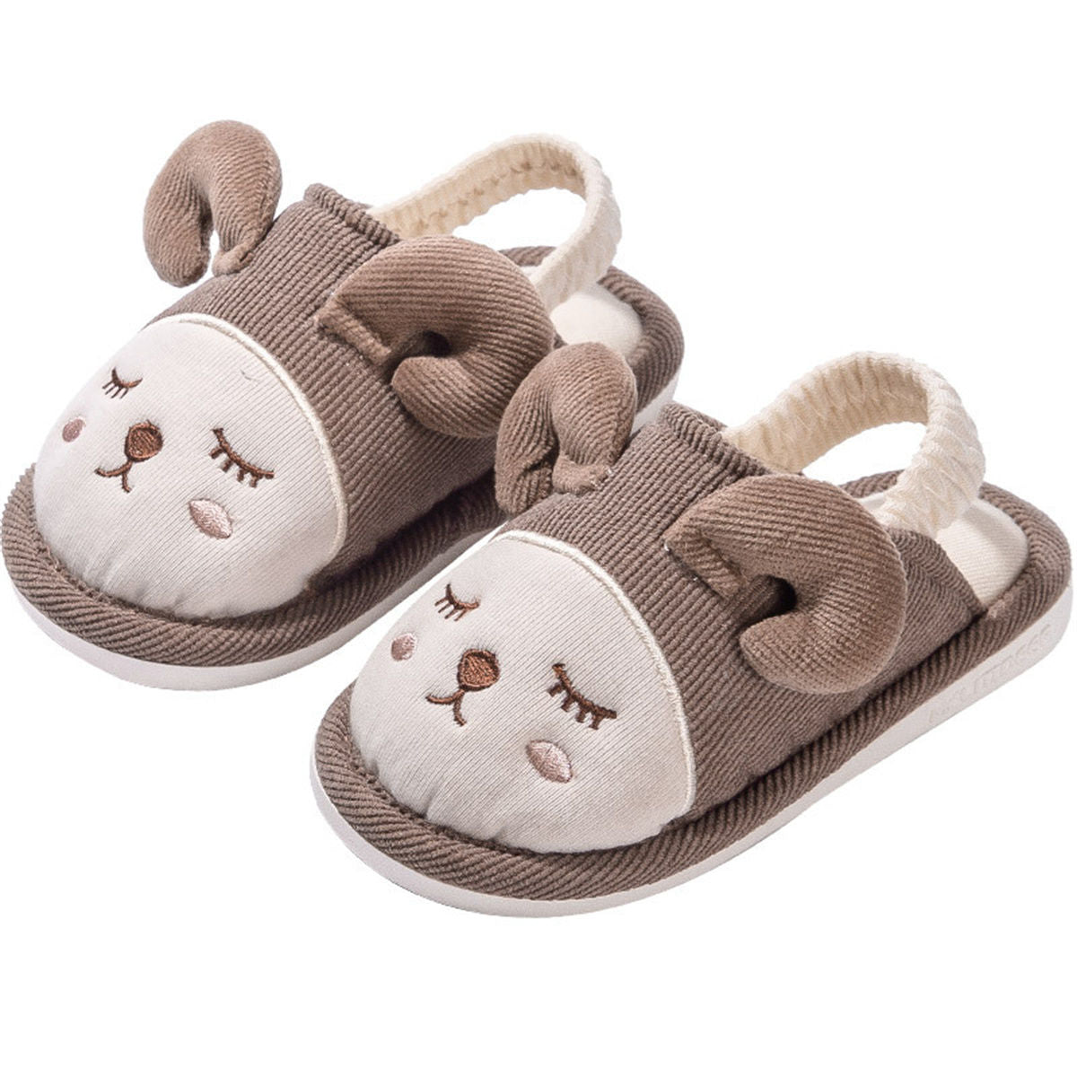 Children's spring and autumn cute pattern back strap soft bottom cotton slippers