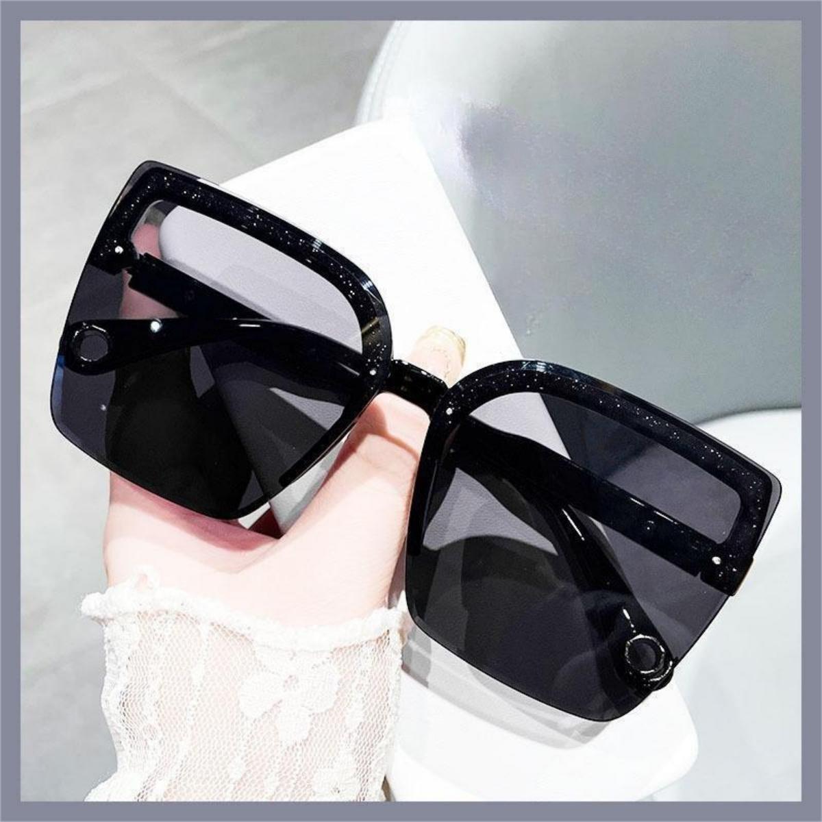 Frameless personality trend sunglasses women's UV protection street style sunglasses new large square sunglasses