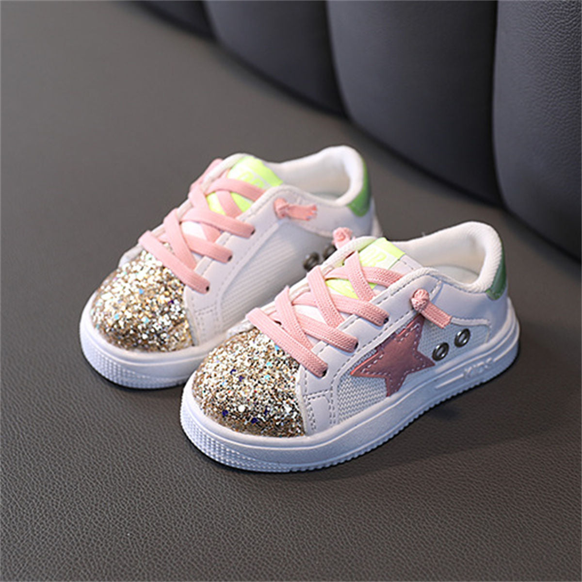 Toddler Girls Autumn Fashion Urban Style Sequined Stars Low-top Sneakers