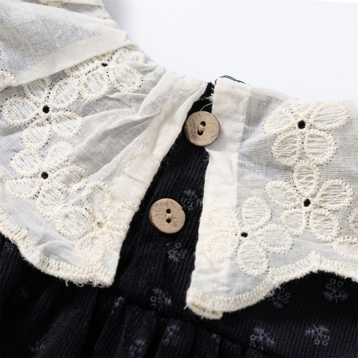 Girls autumn retro lace baby collar floral dress