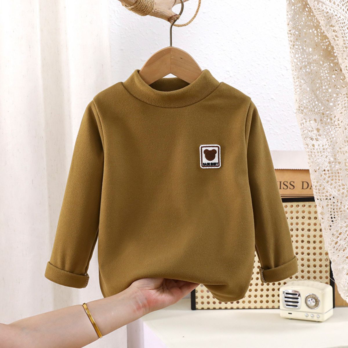 children's new autumn and winter fleece bottoming shirt