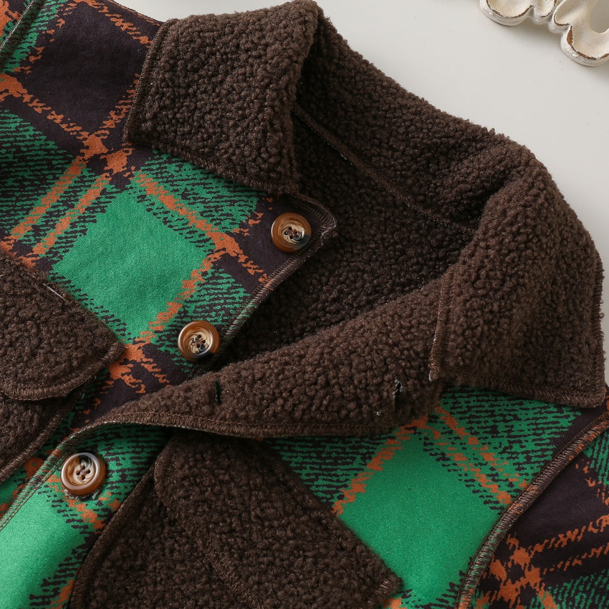 Boys and girls woolen coat plus velvet autumn and winter clothes children&#39;s winter handsome and fashionable plaid coat