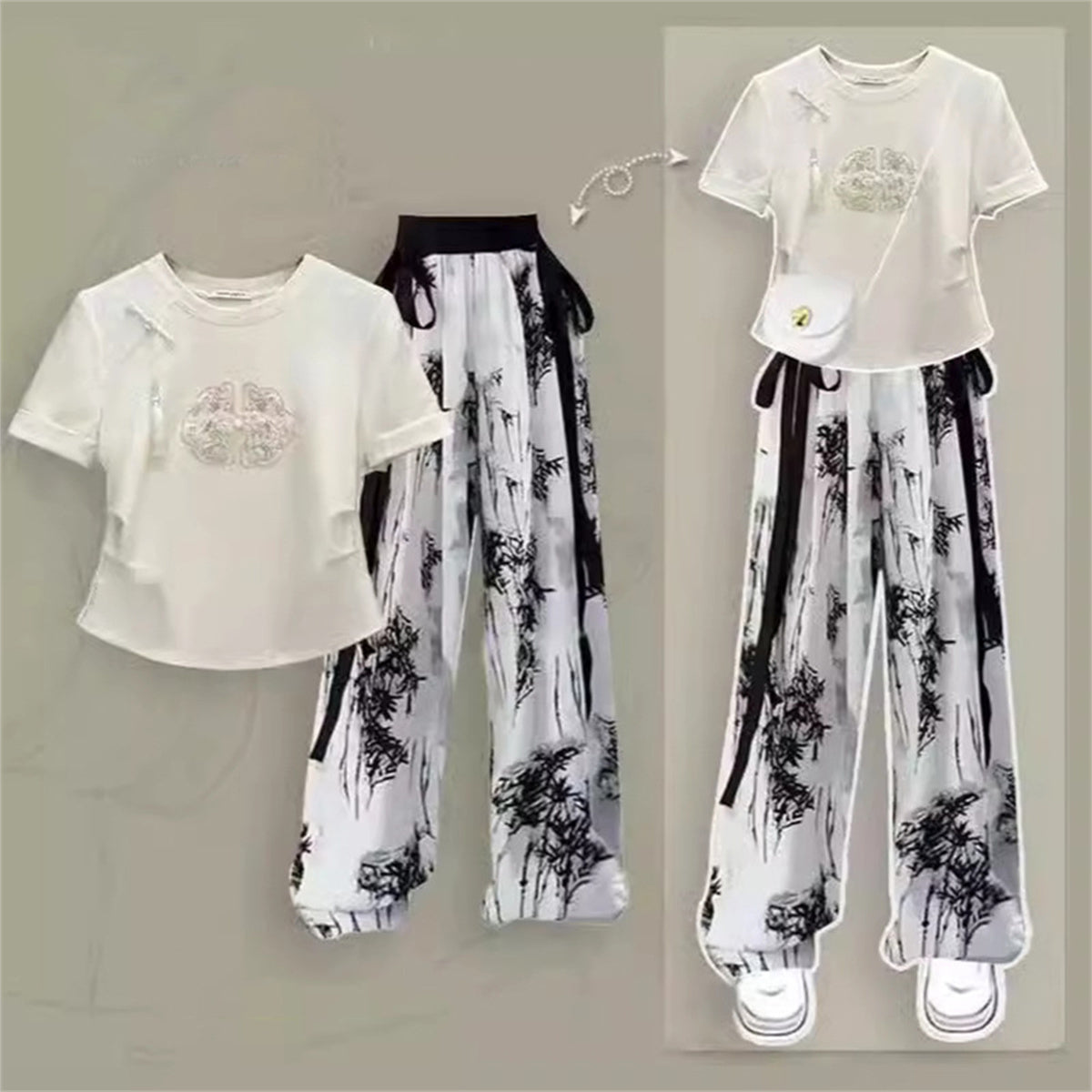 Casual Summer Outfits for Girls 2 Short Sleeve Wide Leg Pants Two-Piece Set