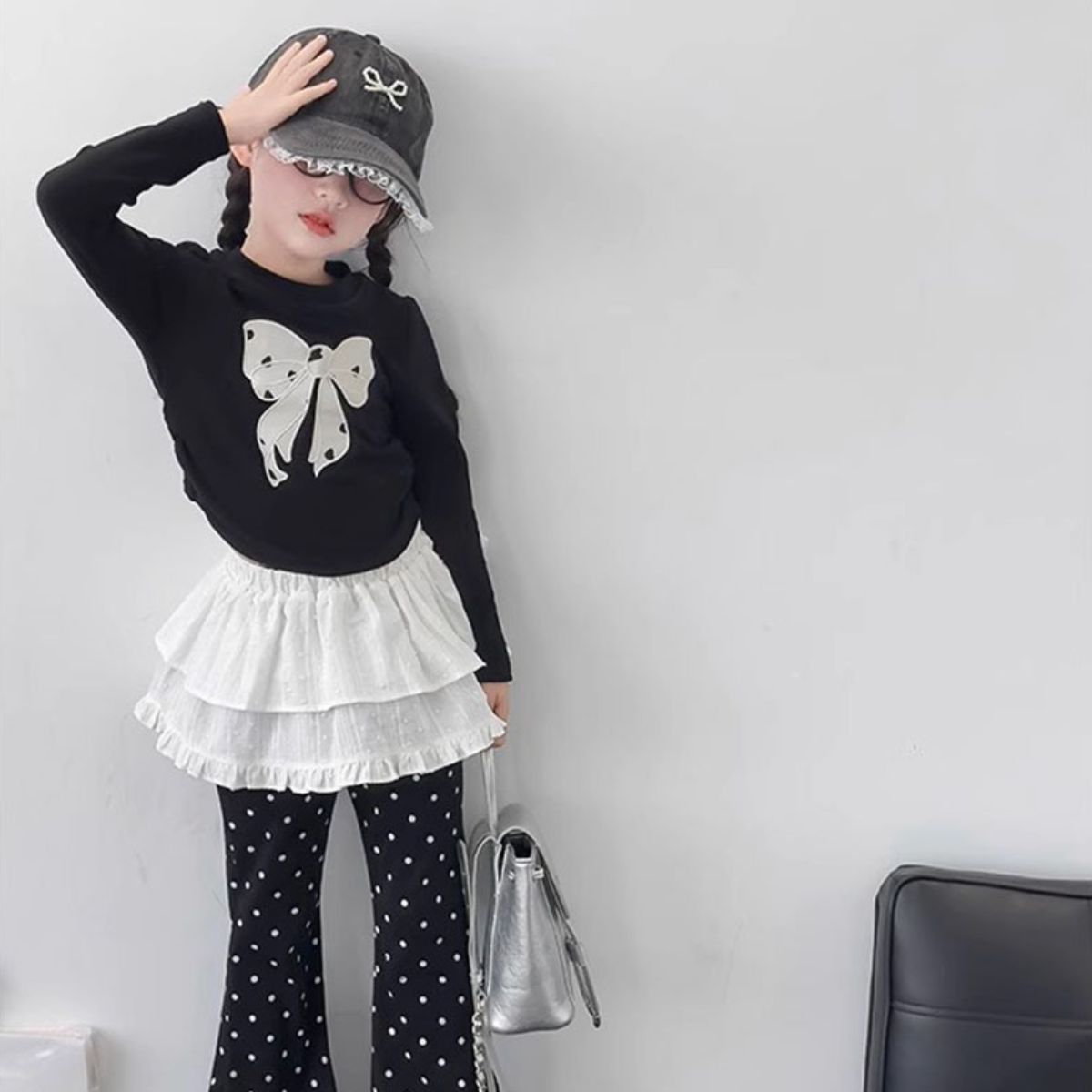 Girls autumn long-sleeved T-shirt new children's early autumn tops spring and autumn bow bottoming shirt T-shirt