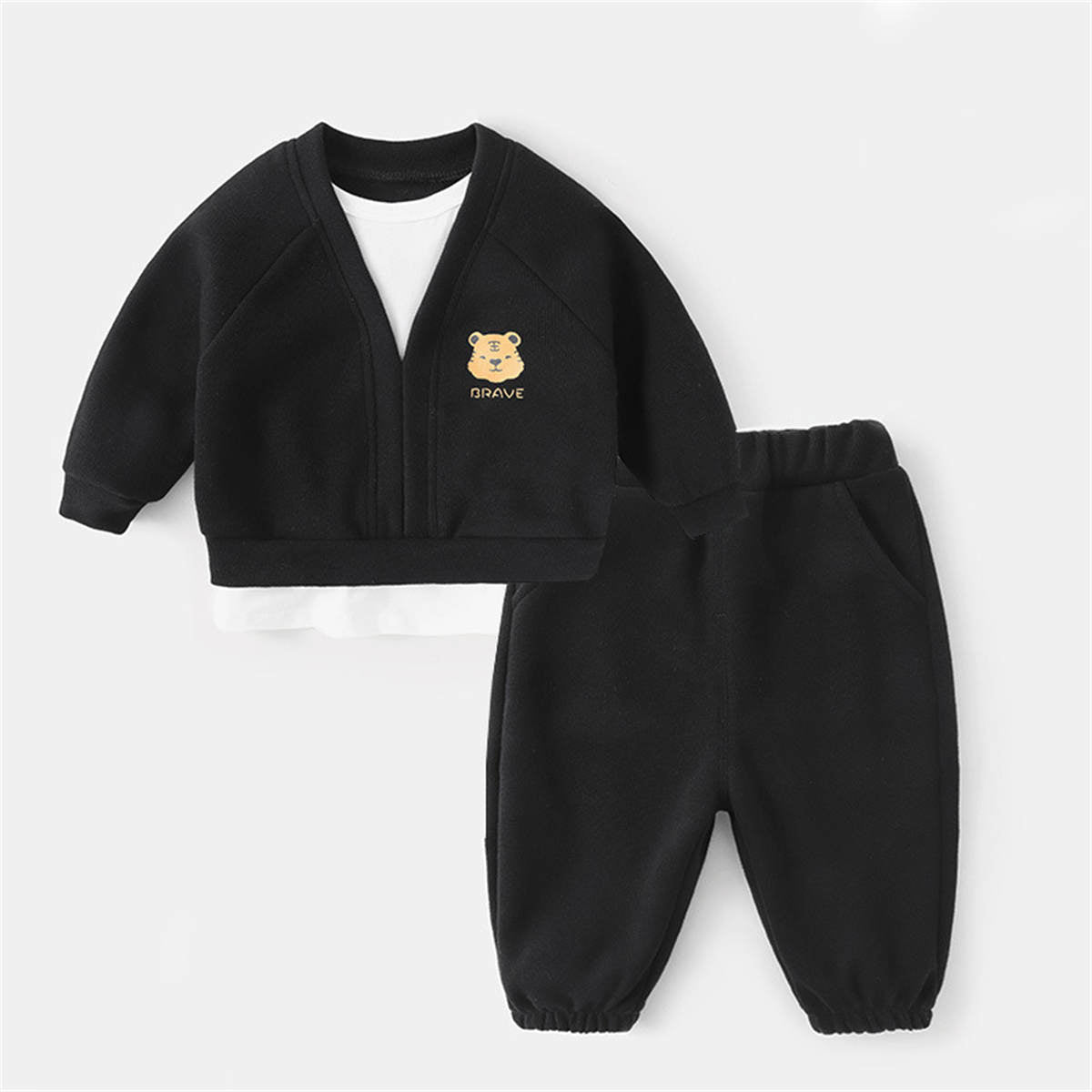 Baby spring and autumn infant sports sweater suit two piece set