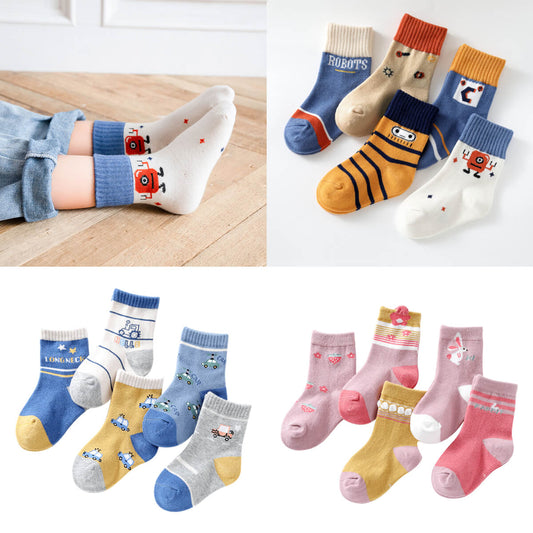 Toddler Boy 5-Piece Cartoon Pattern Children Socks