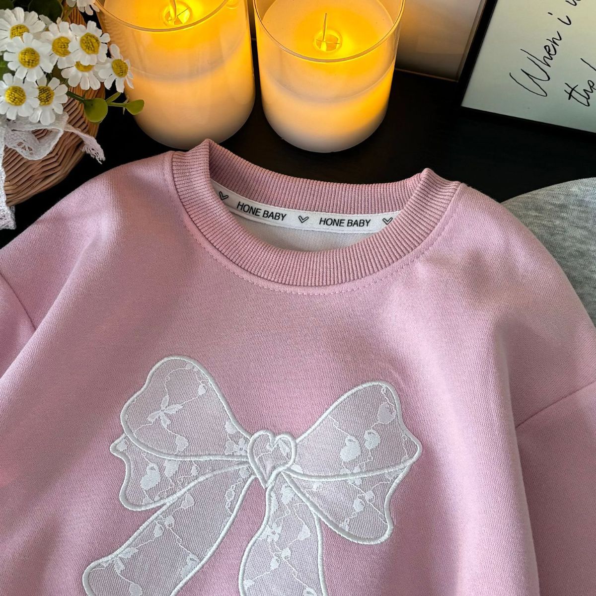 Spring and Autumn Girls Sweatshirt Bowknot Round Neck Loose and Comfortable New Children's Bottoming Shirt Top Children's Clothing