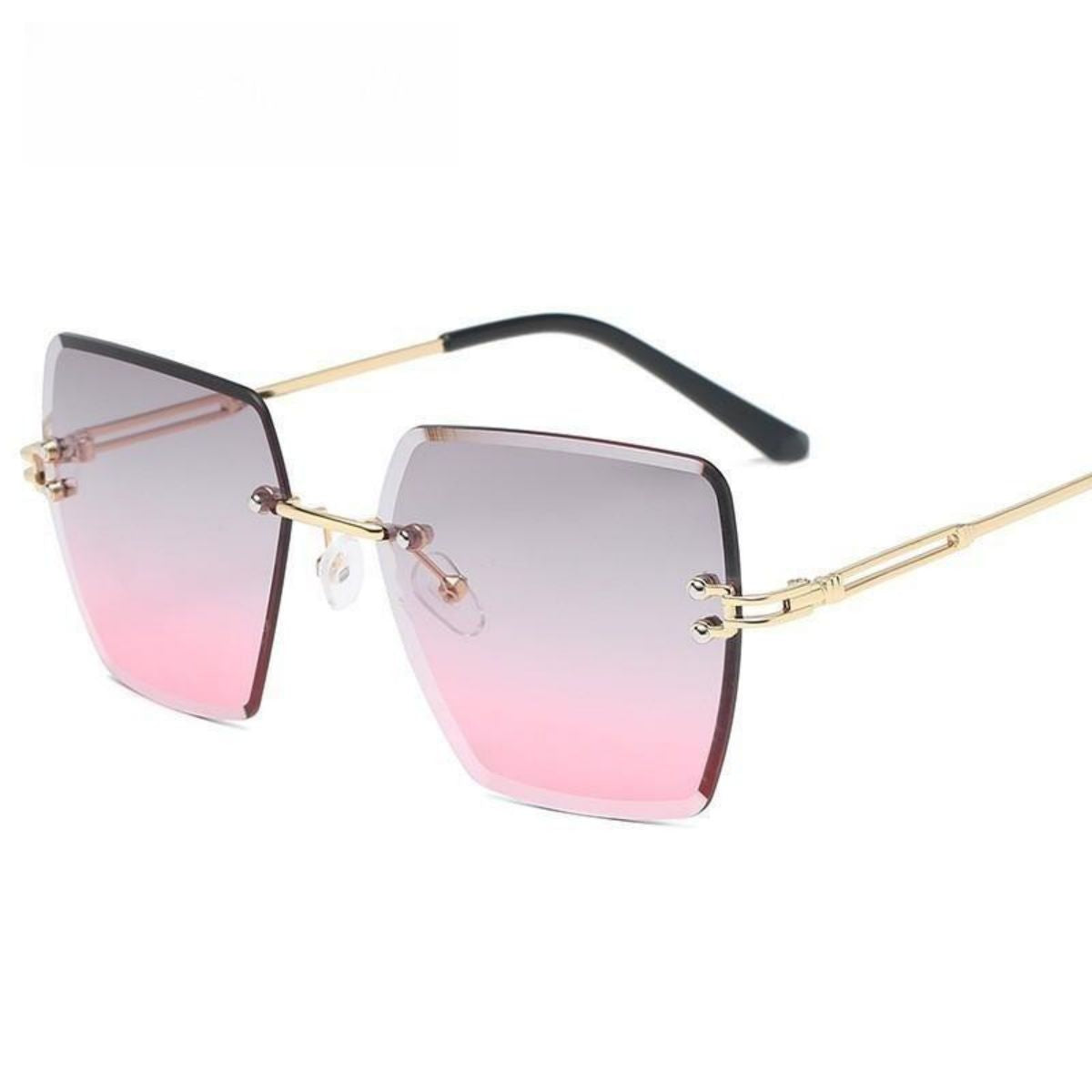 New trend frameless trimmed sunglasses fashion metal polygonal sunglasses personality two-color lenses glasses