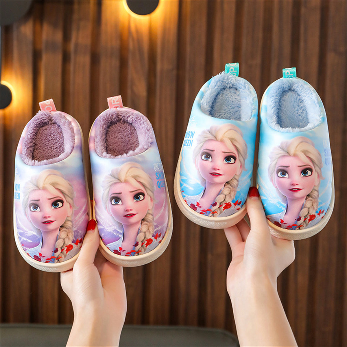 Sweet style warm waterproof cotton slippers for girls and kids