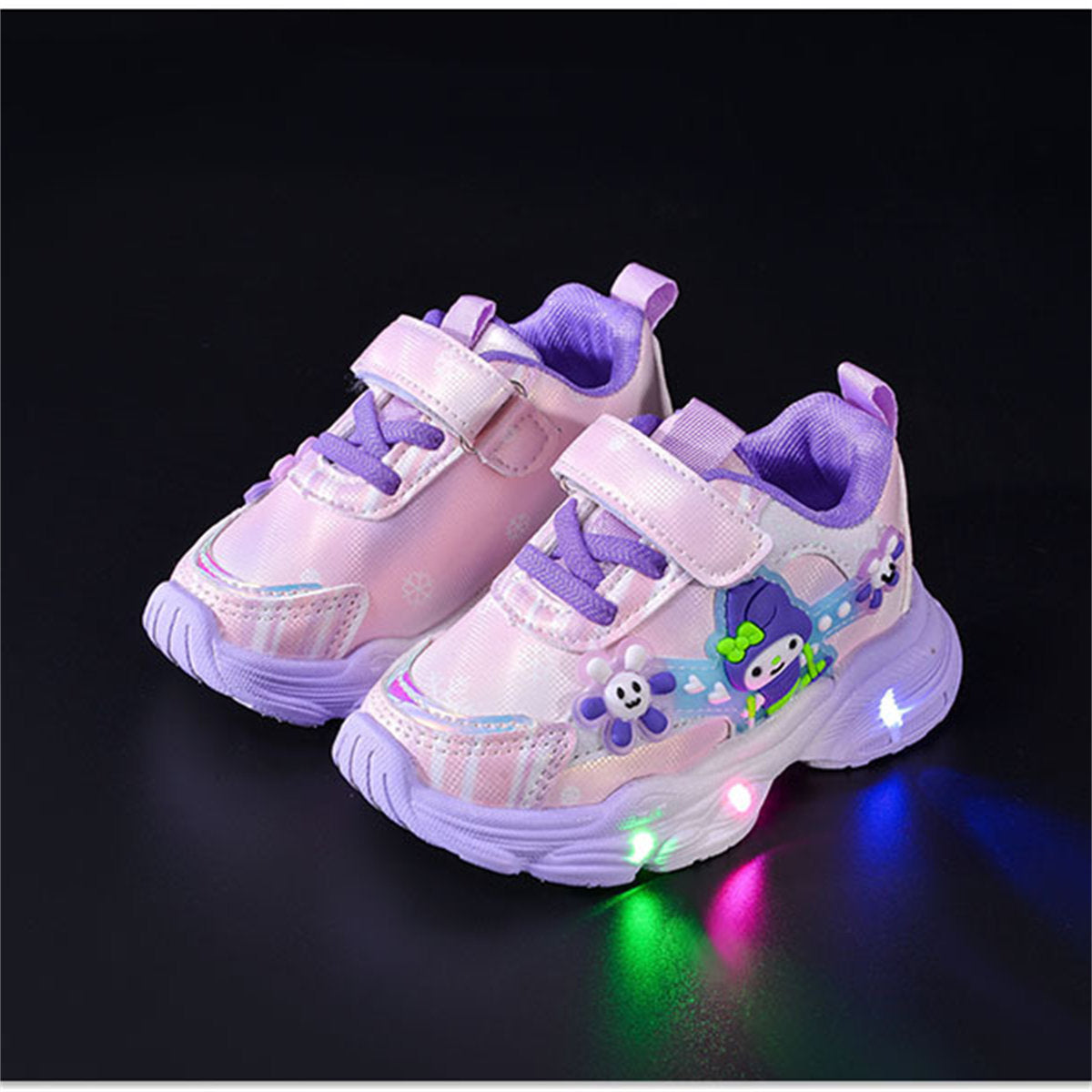 Children's girls' Sanrio cute cartoon style soft sole breathable luminous LED sports shoes