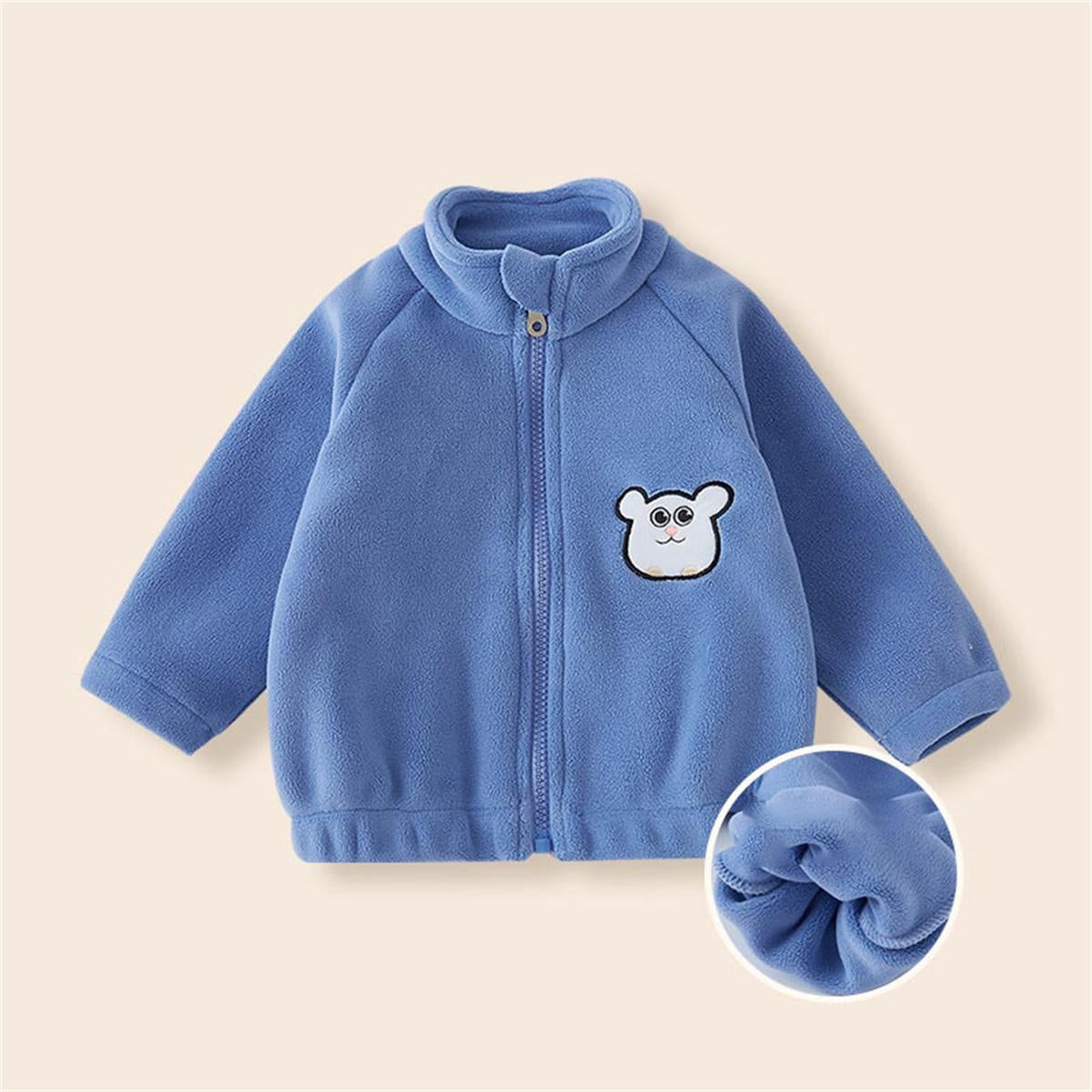 Infant and toddler granular fleece winter high collar thickened coat