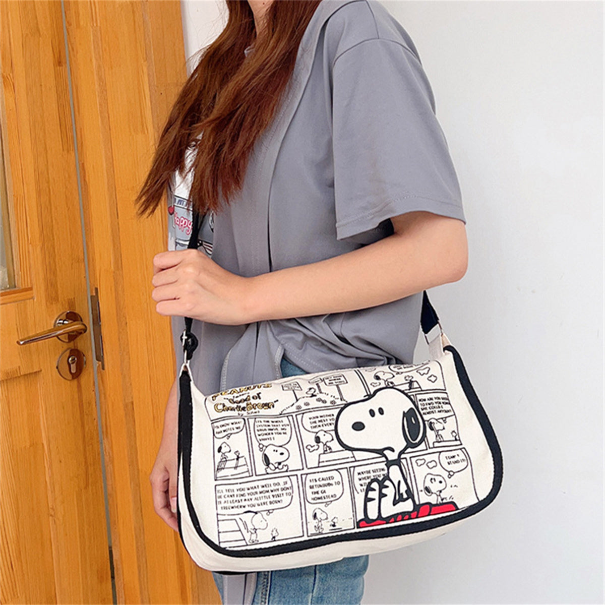 Children's canvas bag Snoopy shoulder bag casual student style printed cartoon bag