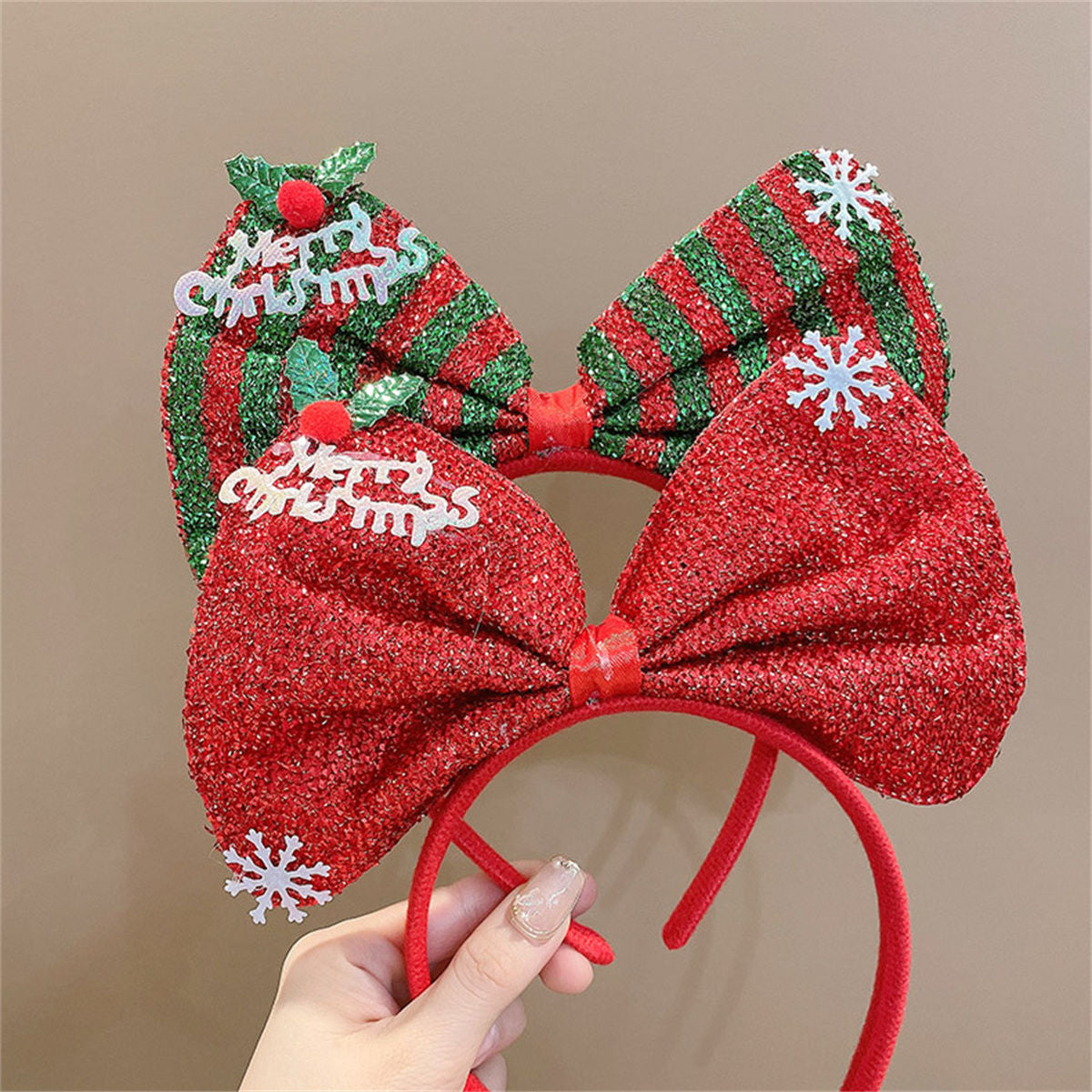 Children's Christmas red cute funny style bow headband does not hurt the hair