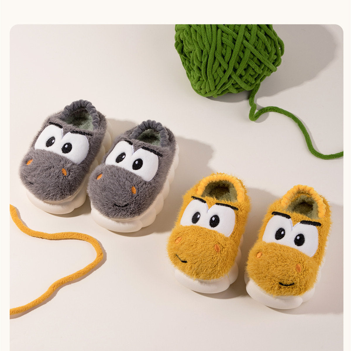 Little boy's cute big eyes doll pattern back strap warm cotton slippers