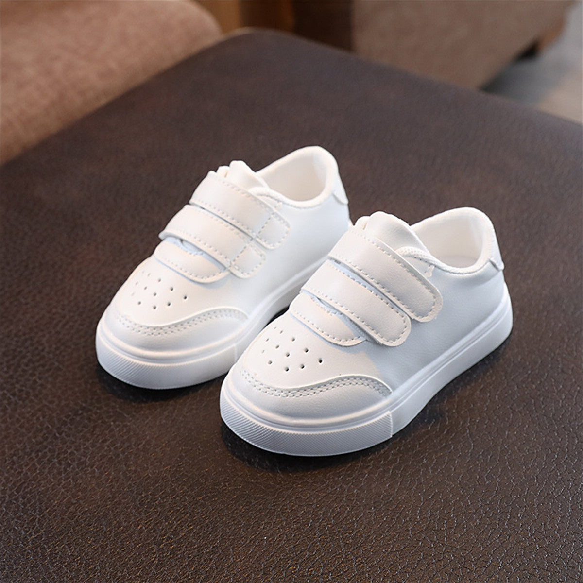 children's solid color white sneakers