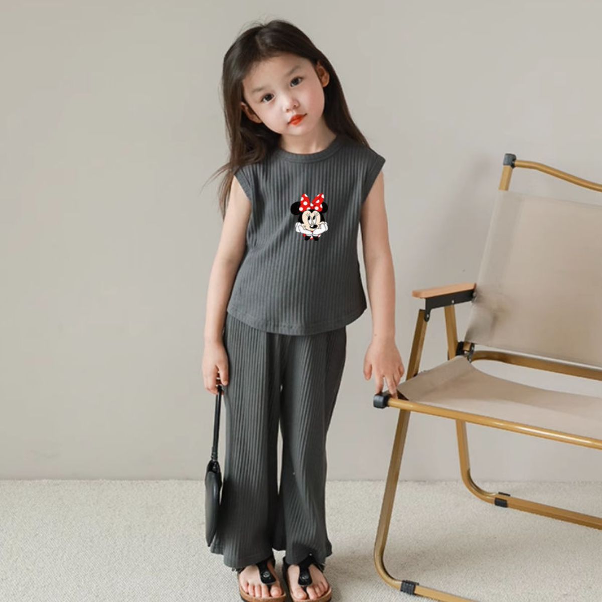 Girls summer new thin ice silk sleeveless vest top baby girl mosquito repellent trousers suit two-piece suit