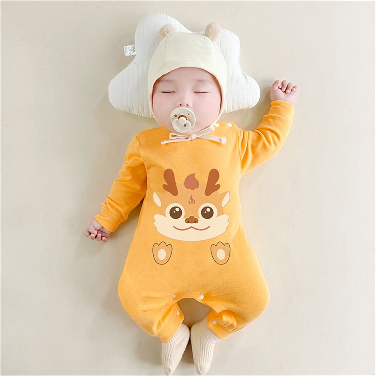 Newborn Double-sided Cartoon Tiger Cotton Romper