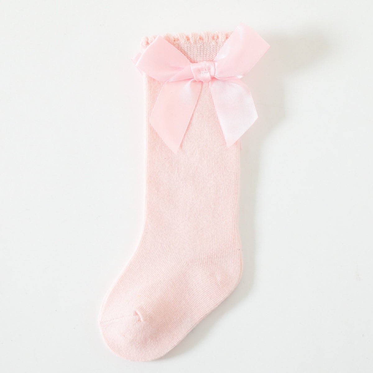 Baby Girl Solid Color Bowknot Decor Socks