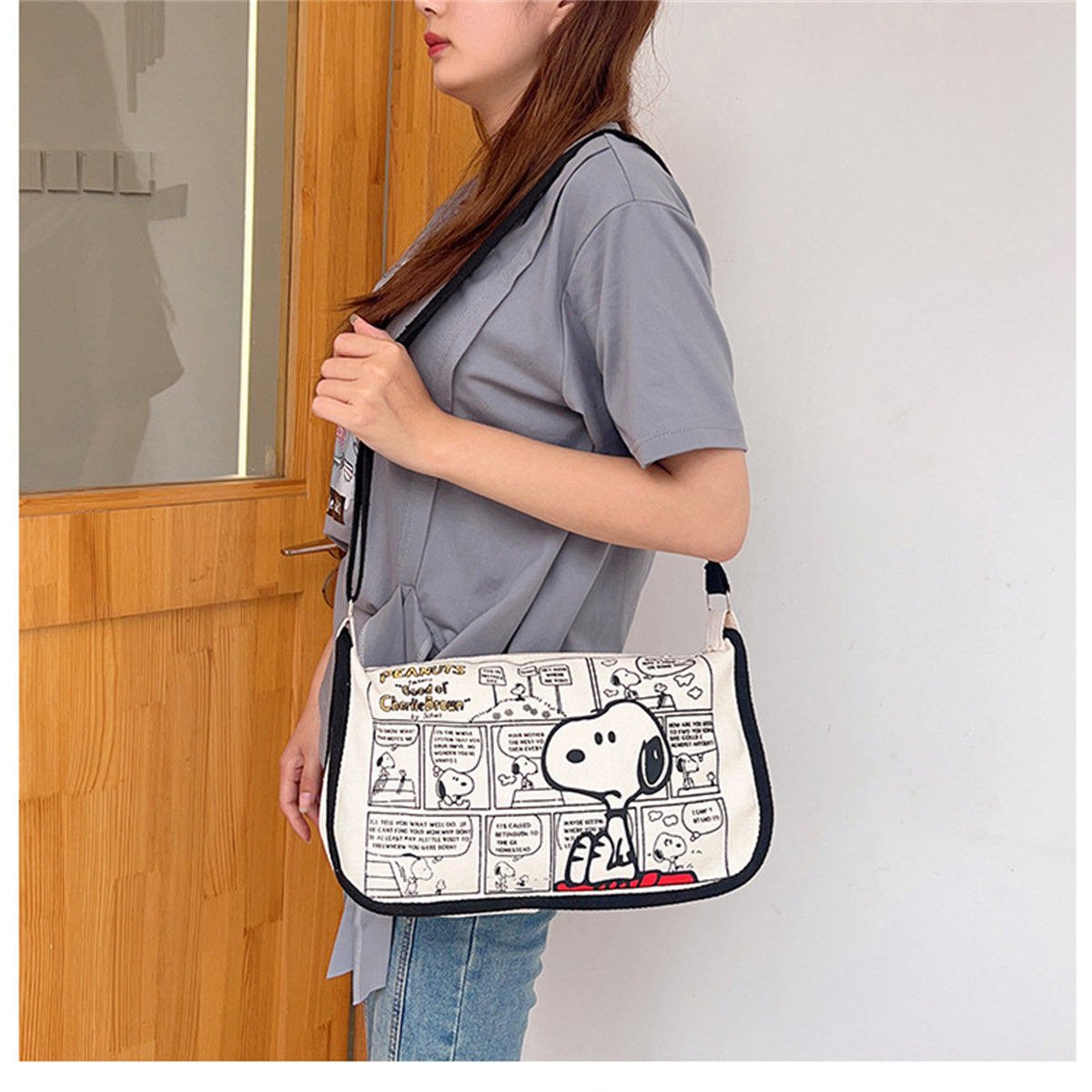 Children's canvas bag Snoopy shoulder bag casual student style printed cartoon bag