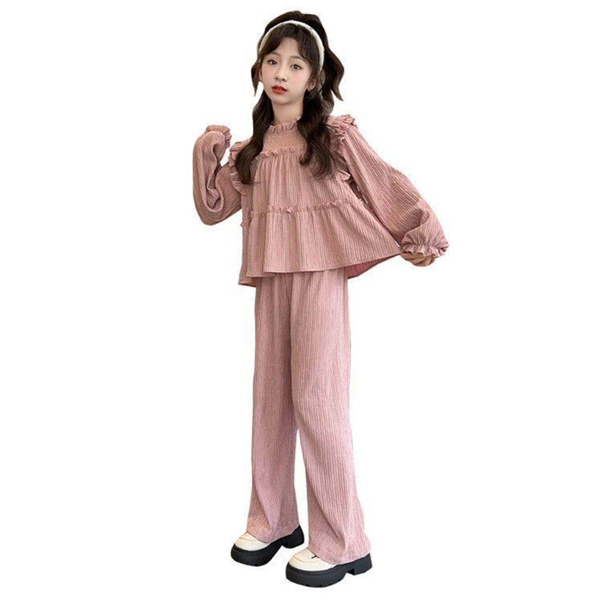 Solid color elegant fashion casual children's two-piece suit