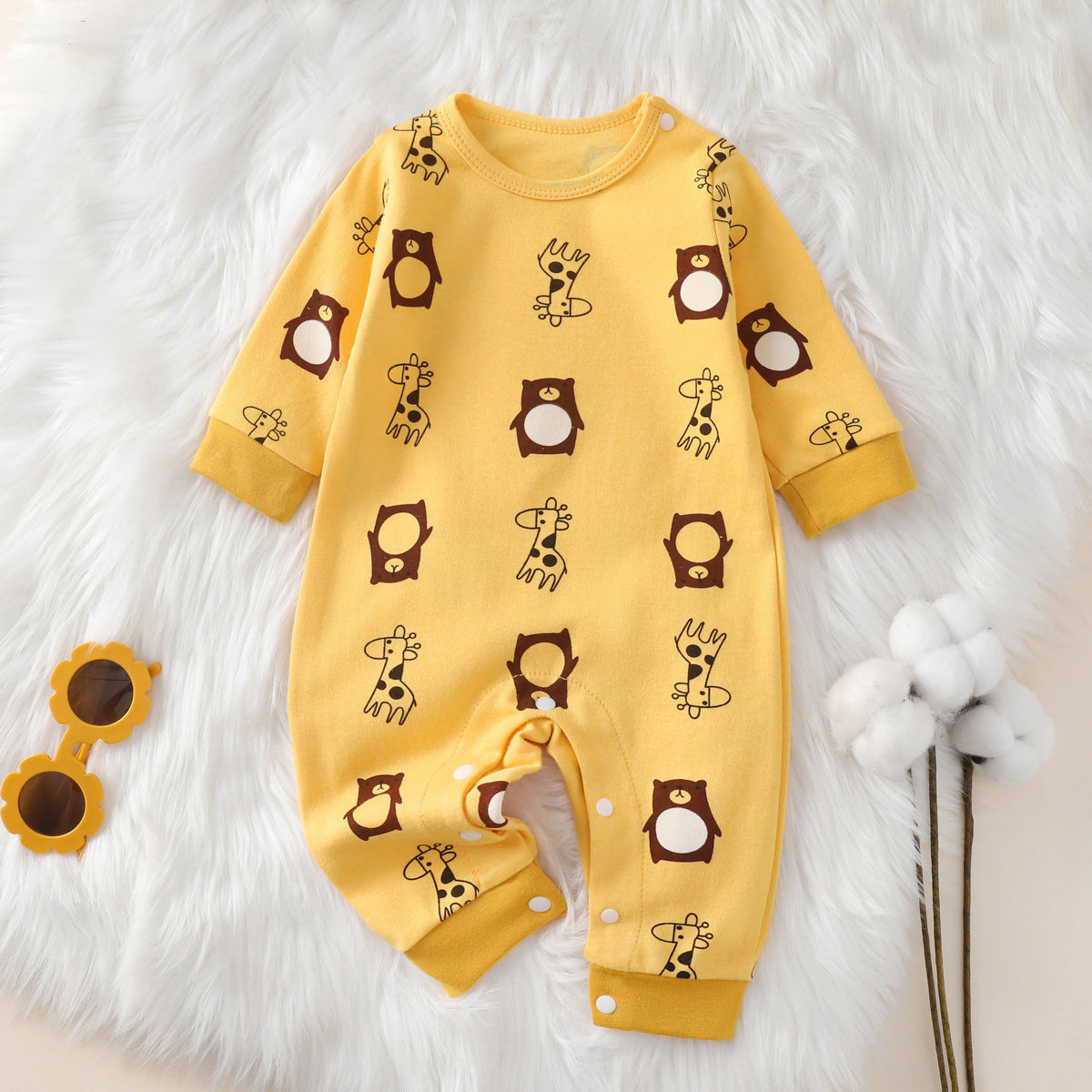 Baby spring and autumn cartoon romper long sleeve long pants newborn baby romper