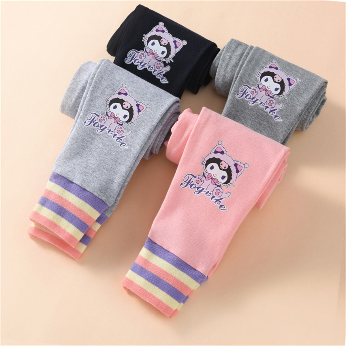 Cute autumn kulomi colored pure cotton leggings for middle and large children and girls